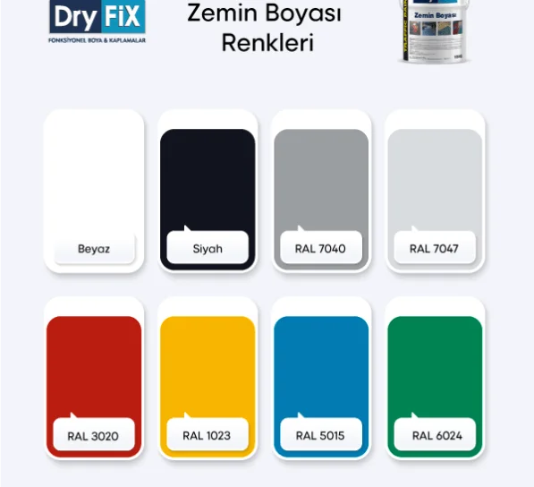 dryFIX zemin boyasi traffic paint renk kartelasi 597x544